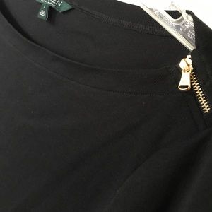 Lauren Ralph Lauren black zipper shoulder top
